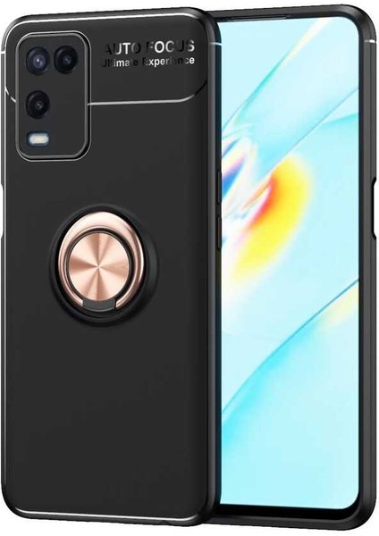 Oppo A54 4g Kılıf Metal Yüzüklü Standlı Yumuşak Ravel Silikon Kapak