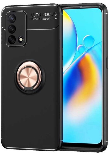 Oppo A74 4g Kılıf Metal Yüzüklü Standlı Yumuşak Ravel Silikon Kapak