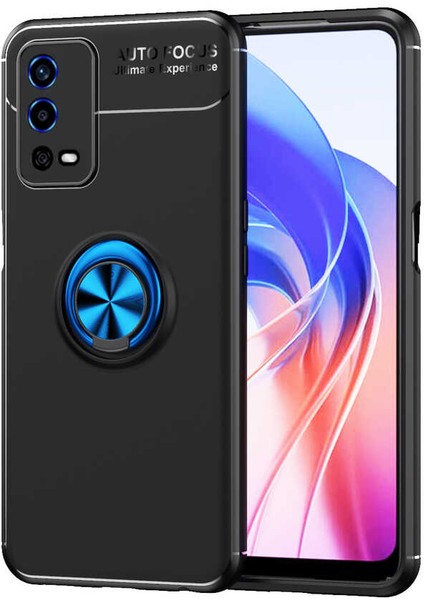 Oppo A55 4g Kılıf Metal Yüzüklü Standlı Yumuşak Ravel Silikon Kapak