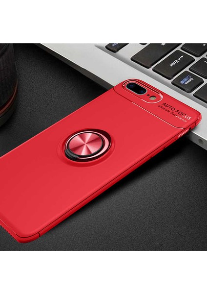Apple iPhone 7 Plus Kılıf Metal Yüzüklü Standlı Yumuşak Ravel Silikon Kapak