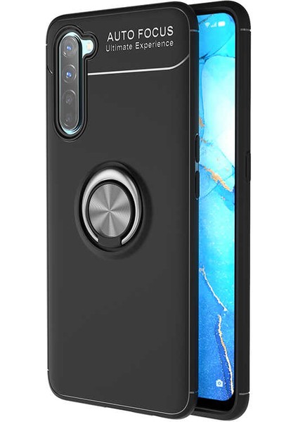 Oppo Reno 3 Kılıf Metal Yüzüklü Standlı Yumuşak Ravel Silikon Kapak