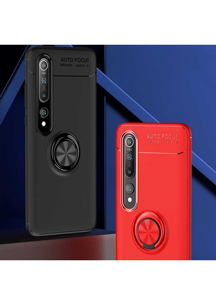 Xiaomi Mi 10 Kılıf Metal Yüzüklü Standlı Yumuşak Ravel Silikon Kapak