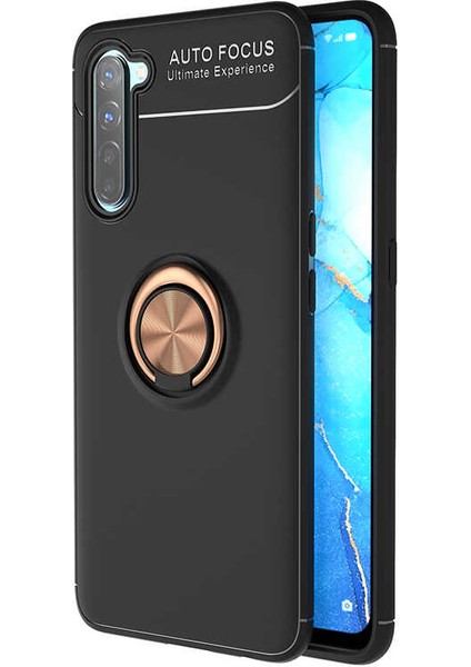 Oppo Reno 3 Kılıf Metal Yüzüklü Standlı Yumuşak Ravel Silikon Kapak