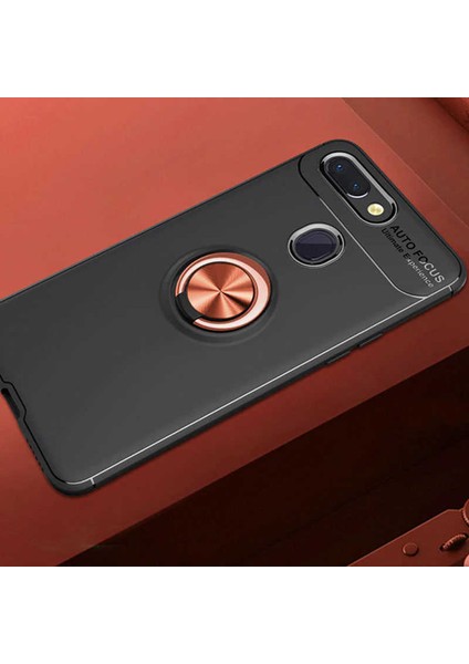 Xiaomi Mi 8 Lite Kılıf Metal Yüzüklü Standlı Yumuşak Ravel Silikon Kapak