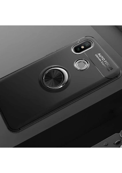 Kip GSM Xiaomi Mi 8 Se Kılıf Metal Yüzüklü Standlı Yumuşak Ravel Silikon Kapak