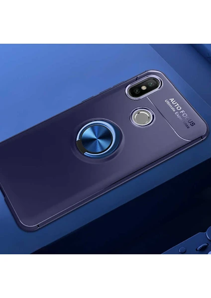 Kip GSM Xiaomi Mi 8 Se Kılıf Metal Yüzüklü Standlı Yumuşak Ravel Silikon Kapak