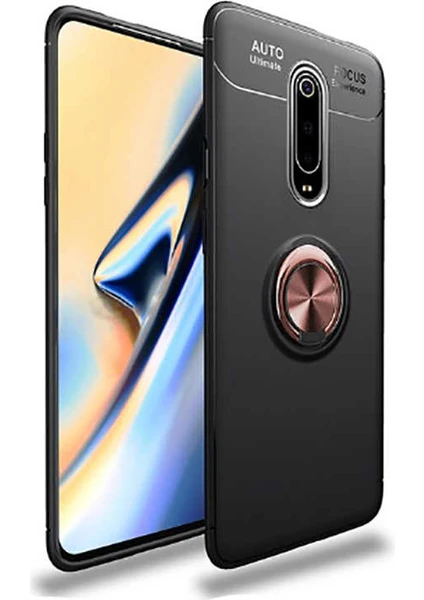 Kip GSM Xiaomi Mi 9t Kılıf Metal Yüzüklü Standlı Yumuşak Ravel Silikon Kapak