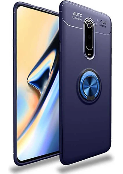 Kip GSM Xiaomi Mi 9t Kılıf Metal Yüzüklü Standlı Yumuşak Ravel Silikon Kapak