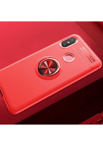 Xiaomi Mi A2 Lite Kılıf Metal Yüzüklü Standlı Yumuşak Ravel Silikon Kapak