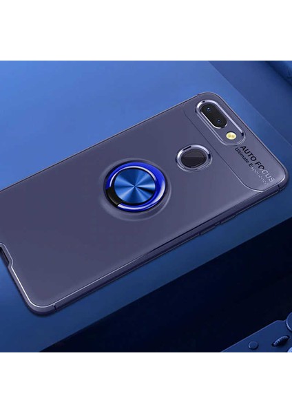 Xiaomi Mi 8 Lite Kılıf Metal Yüzüklü Standlı Yumuşak Ravel Silikon Kapak