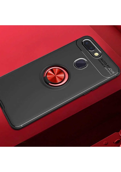 Xiaomi Mi 8 Lite Kılıf Metal Yüzüklü Standlı Yumuşak Ravel Silikon Kapak