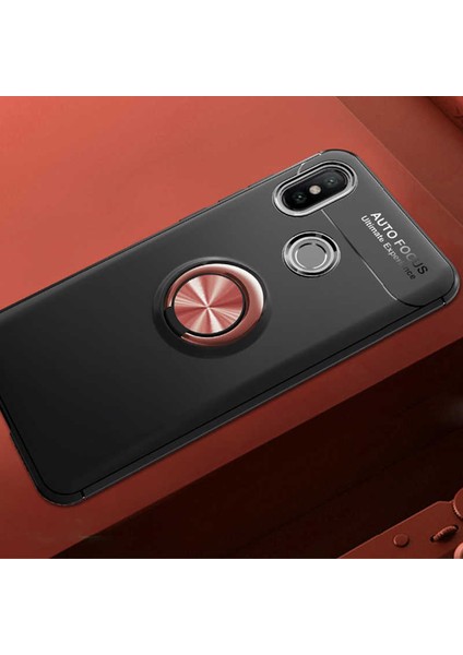 Xiaomi Mi 8 Se Kılıf Metal Yüzüklü Standlı Yumuşak Ravel Silikon Kapak