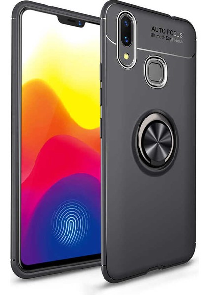 Xiaomi Mi Max 3 Kılıf Metal Yüzüklü Standlı Yumuşak Ravel Silikon Kapak