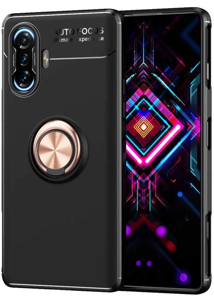 Kip GSM Xiaomi Redmi K40 Gaming Kılıf Metal Yüzüklü Standlı Yumuşak Ravel Silikon Kapak