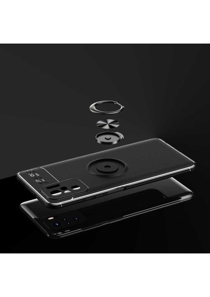 Xiaomi Redmi Note 10 Kılıf Metal Yüzüklü Standlı Yumuşak Ravel Silikon Kapak
