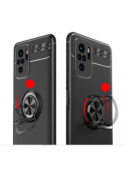 Xiaomi Redmi Note 10 Kılıf Metal Yüzüklü Standlı Yumuşak Ravel Silikon Kapak