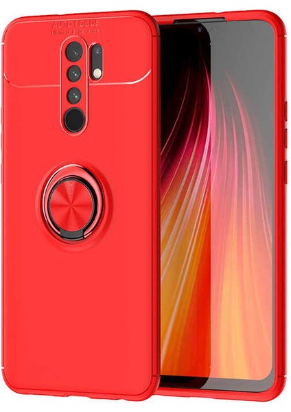 Xiaomi Redmi 9 Kılıf Metal Yüzüklü Standlı Yumuşak Ravel Silikon Kapak