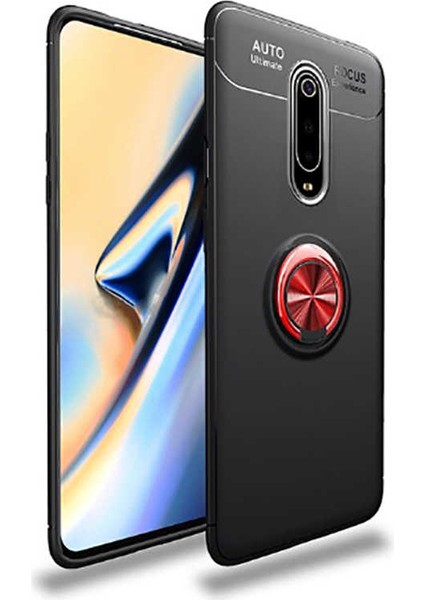 Xiaomi Mi 9t Kılıf Metal Yüzüklü Standlı Yumuşak Ravel Silikon Kapak