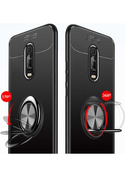 Xiaomi Mi 9t Kılıf Metal Yüzüklü Standlı Yumuşak Ravel Silikon Kapak