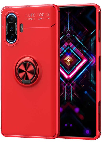 Xiaomi Redmi K40 Gaming Kılıf Metal Yüzüklü Standlı Yumuşak Ravel Silikon Kapak