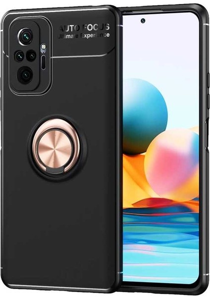Xiaomi Redmi Note 10 Pro Kılıf Metal Yüzüklü Standlı Yumuşak Ravel Silikon Kapak