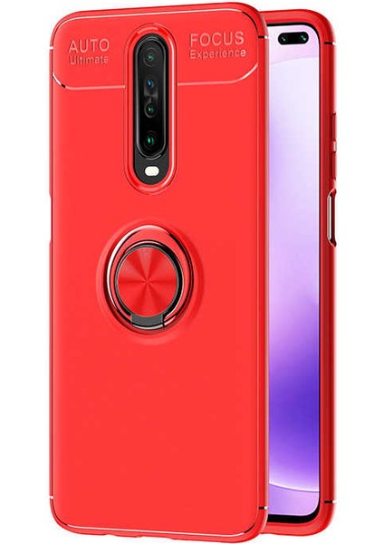 Xiaomi Poco X2 Kılıf Metal Yüzüklü Standlı Yumuşak Ravel Silikon Kapak