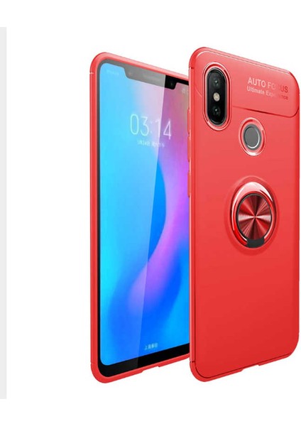 Xiaomi Redmi Note 7 Kılıf Metal Yüzüklü Standlı Yumuşak Ravel Silikon Kapak