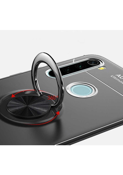 Xiaomi Redmi Note 8 Kılıf Metal Yüzüklü Standlı Yumuşak Ravel Silikon Kapak