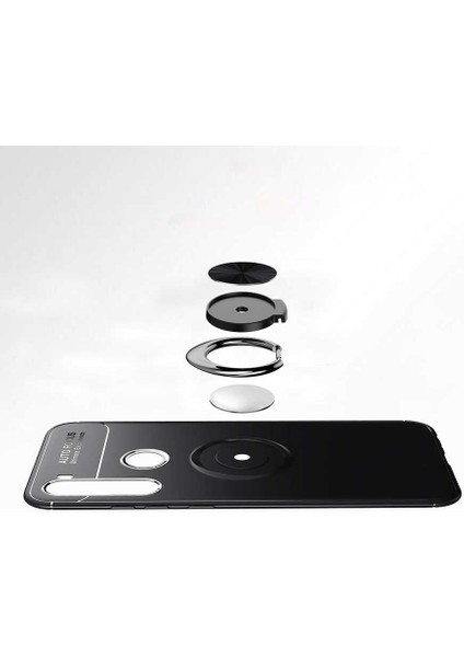 Xiaomi Redmi Note 8 Kılıf Metal Yüzüklü Standlı Yumuşak Ravel Silikon Kapak
