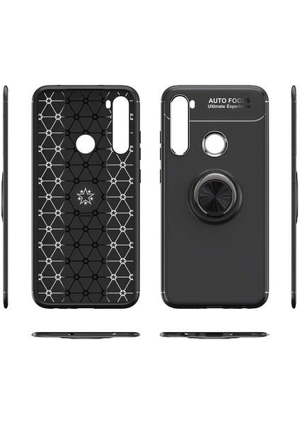 Xiaomi Redmi Note 8 Kılıf Metal Yüzüklü Standlı Yumuşak Ravel Silikon Kapak