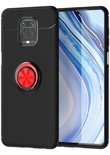 Xiaomi Redmi Note 9 Pro Kılıf Metal Yüzüklü Standlı Yumuşak Ravel Silikon Kapak