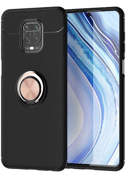 Xiaomi Redmi Note 9s Kılıf Metal Yüzüklü Standlı Yumuşak Ravel Silikon Kapak