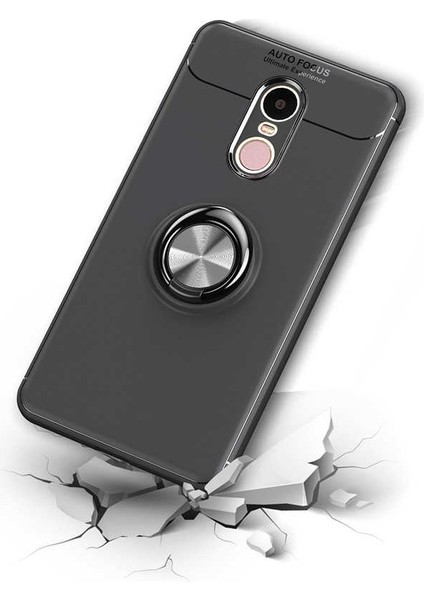 Xiaomi Redmi Note 4x Kılıf Metal Yüzüklü Standlı Yumuşak Ravel Silikon Kapak