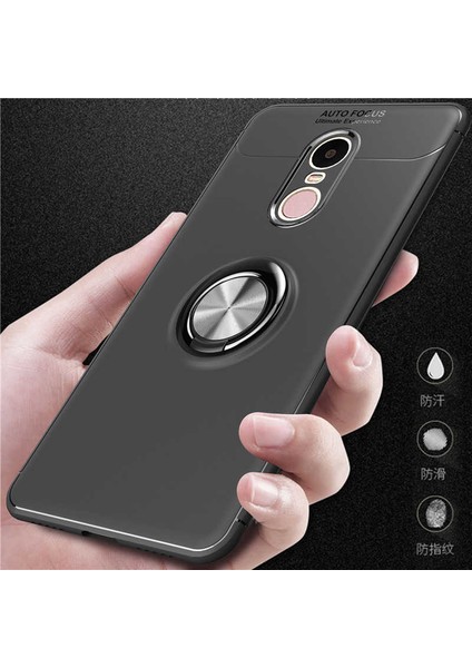 Xiaomi Redmi Note 4x Kılıf Metal Yüzüklü Standlı Yumuşak Ravel Silikon Kapak