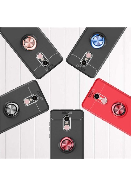 Xiaomi Redmi Note 4x Kılıf Metal Yüzüklü Standlı Yumuşak Ravel Silikon Kapak