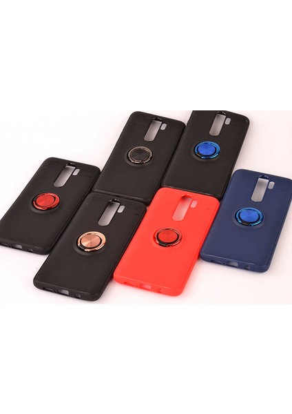 Xiaomi Redmi Note 8 Pro Kılıf Metal Yüzüklü Standlı Yumuşak Ravel Silikon Kapak