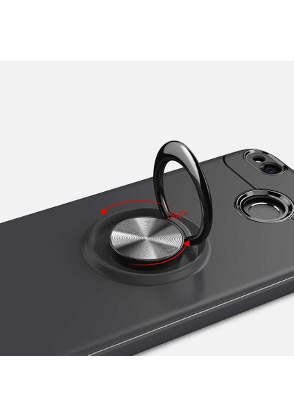 Xiaomi Redmi 4x Kılıf Metal Yüzüklü Standlı Yumuşak Ravel Silikon Kapak