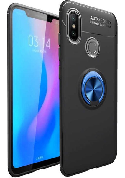 Xiaomi Redmi Note 7 Kılıf Metal Yüzüklü Standlı Yumuşak Ravel Silikon Kapak