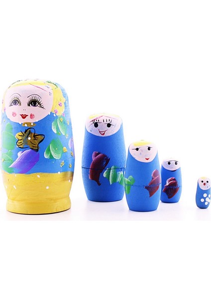 Sevgiliye Hediye Ahşap Tombul Iç Içe Matruşka Bebek Mavi Set 5li Büyük Boy fiyatları