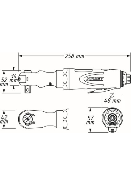 9022-P2 108 Nm 1/2" Hazet Havalı Cırcırlı Vıdalama