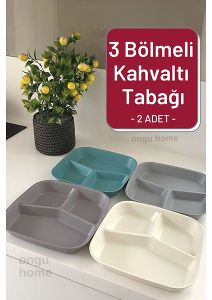 2 Adet Kahvaltı Tabağı Üç Bölmeli Tabak Mama Tabağı Tabldot