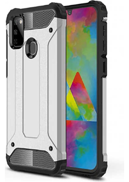 Galaxy M21 Kılıf Çift Katmanlı Tank Silikon Kapak