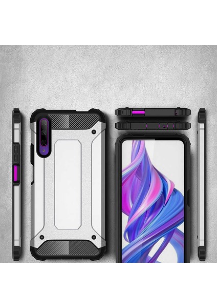 Huawei P Smart Pro 2019 Kılıf Çift Katmanlı Tank Silikon Kapak