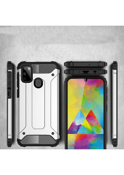 Galaxy M21 Kılıf Çift Katmanlı Tank Silikon Kapak