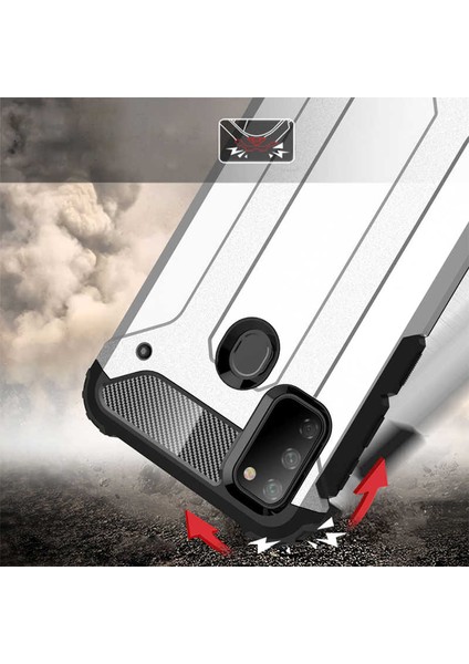 Galaxy M21 Kılıf Çift Katmanlı Tank Silikon Kapak