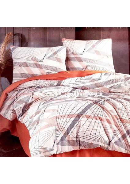 Prizma Turuncu Tek Kişilik 180 x 230 cm Ranforce Kapitoneli Nevresim Takımı