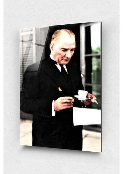 Atatürk Cam Tablo - Atatürk Kahve Cam Tablo - Atatürk Tablo - Ataturk Tablo- Cam Duvar Dekor
