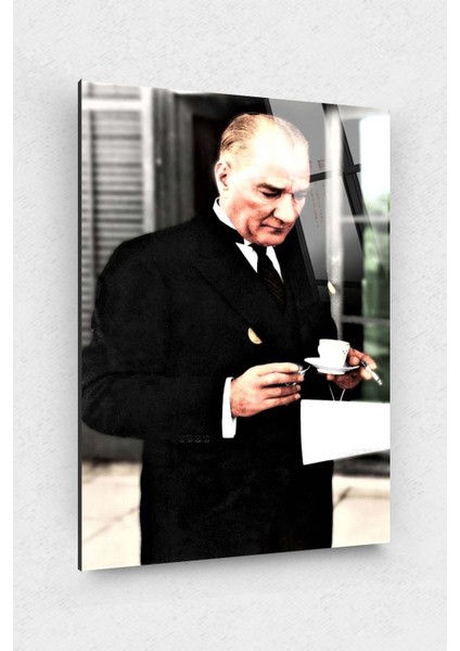 Atatürk Cam Tablo - Atatürk Kahve Cam Tablo - Atatürk Tablo - Ataturk Tablo- Cam Duvar Dekor