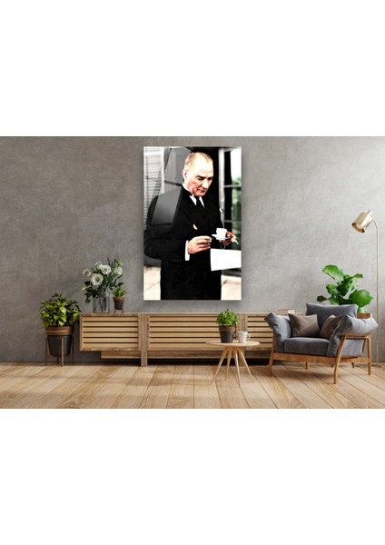 Atatürk Cam Tablo - Atatürk Kahve Cam Tablo - Atatürk Tablo - Ataturk Tablo- Cam Duvar Dekor