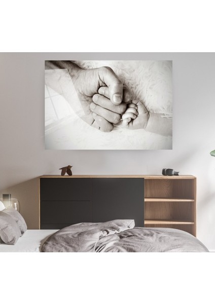 Baba Bebek Elleri Cam Tablo, Bebek Tablo, Çocuk Odası Tablo,duvar Dekor,büyük Tablo, Cam Duvar Tablo